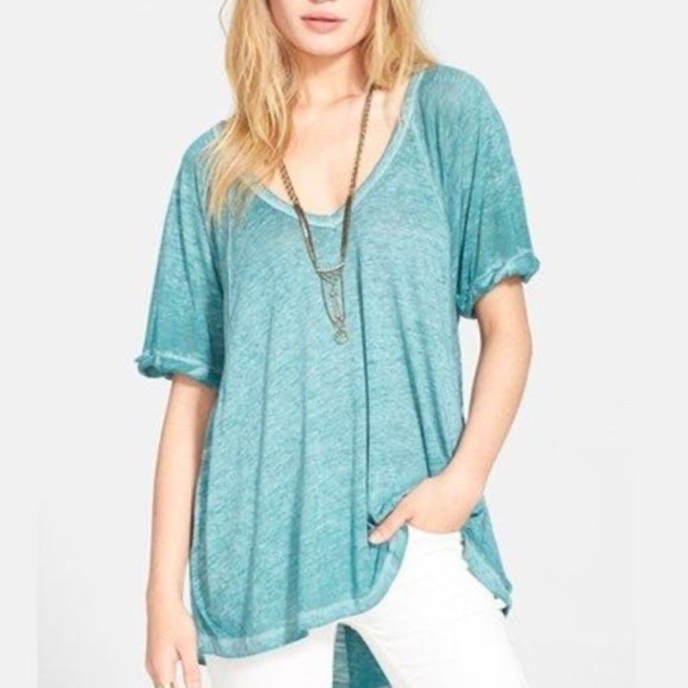 Free People Blue-Green Washed Tee